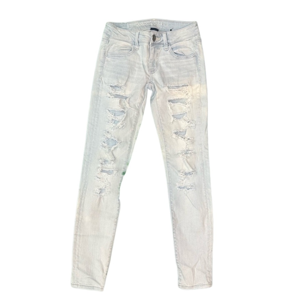 AE Light Wash Distressed Skinny Jeans - Picture 1 of 3